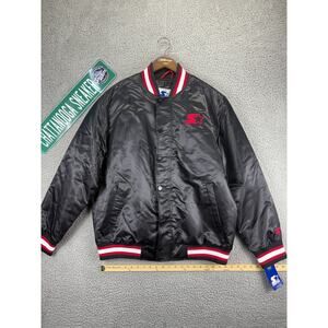 Starter Retro Satin Varsity Bomber Jacket Mens Large Black Red $225 NWT NEW L